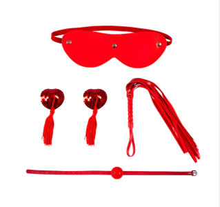 Kit Bondage Gag, Pezonera, Látigo, Antifaz